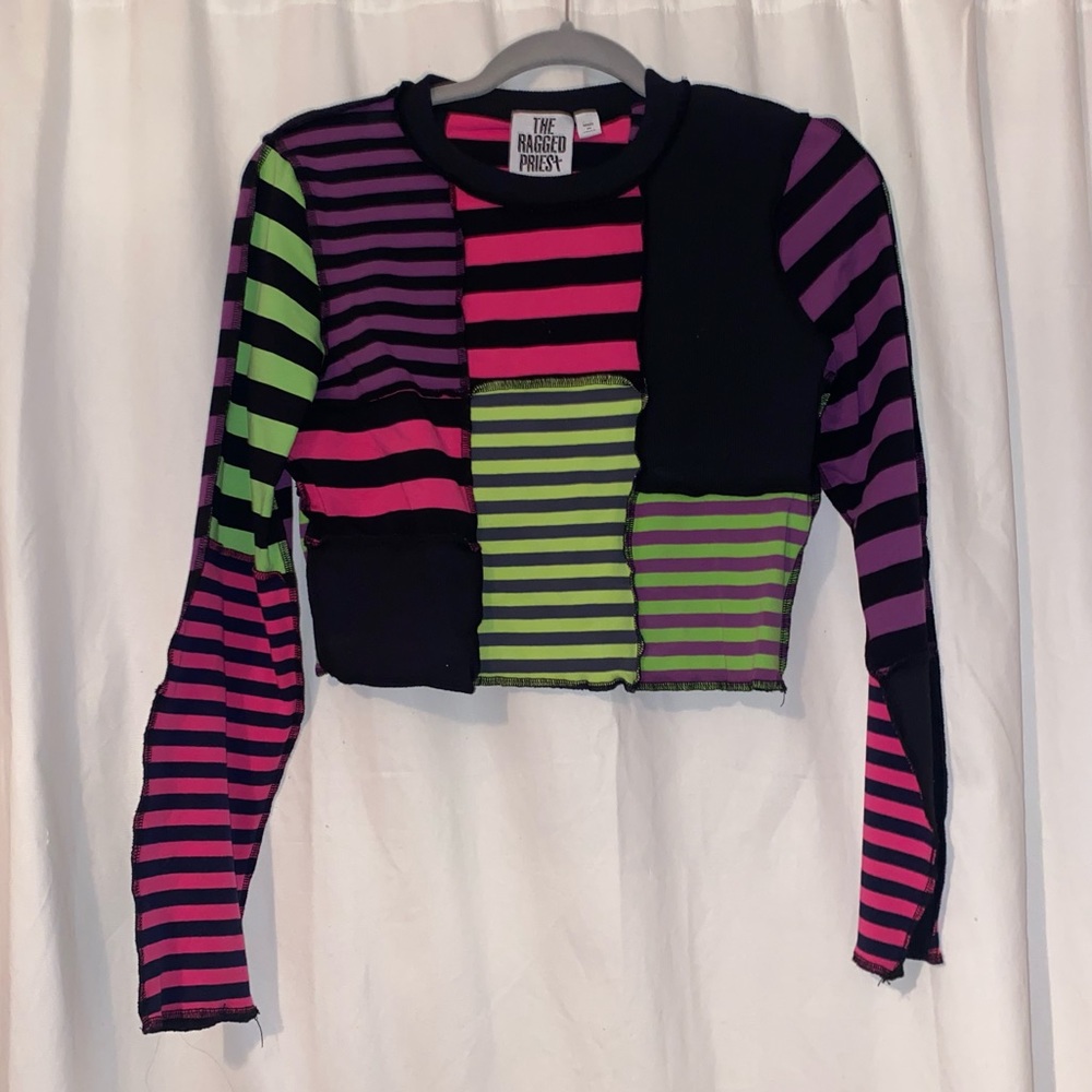 Urban Outfitters The Ragged Priest Multicolor Patchwork Crop Top
